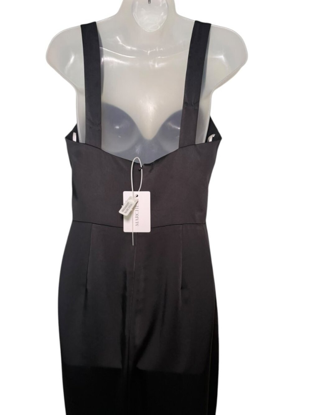 Marchesa Notte Black Satin Bustier Gown Slit Size 6 NWT - Picture 5 of 9